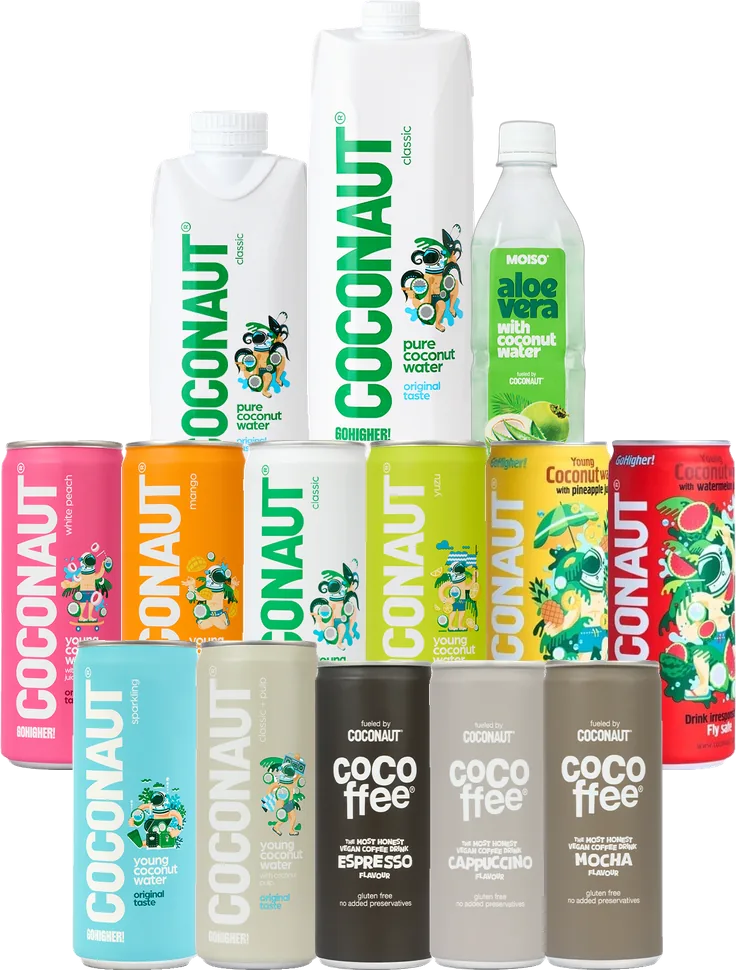 Coconaut in allen Formaten: Tetra Pak, Dosen und die MOISO Flasche